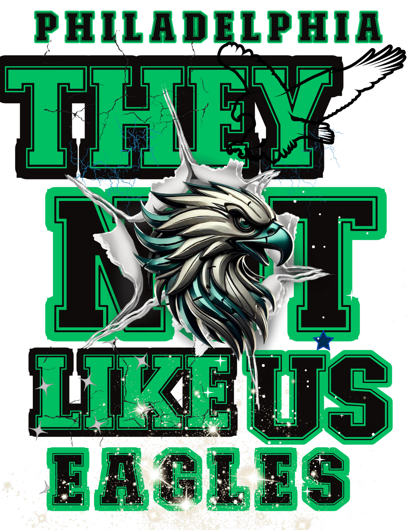 THEY NOT LIKE US EAGLES MENS TSHIRT (GREEN BEAK)