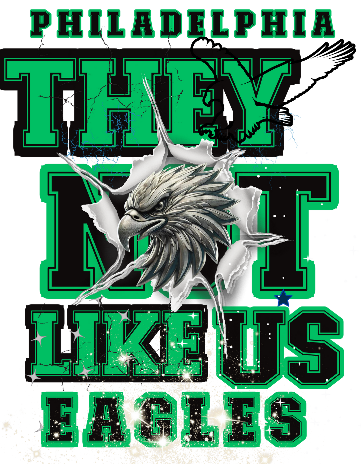 THEY NOT LIKE US EAGLES MENS TSHIRT (WHITE BEAK)