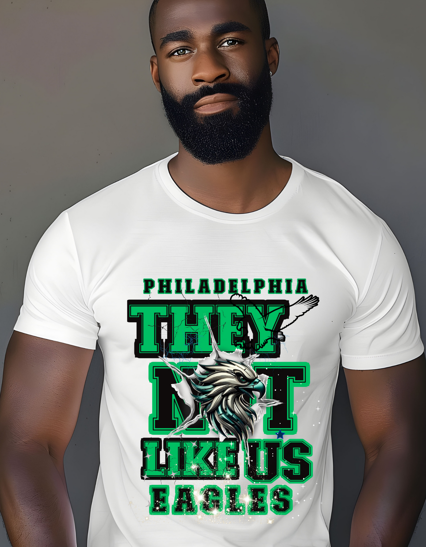 THEY NOT LIKE US EAGLES MENS TSHIRT (GREEN BEAK)