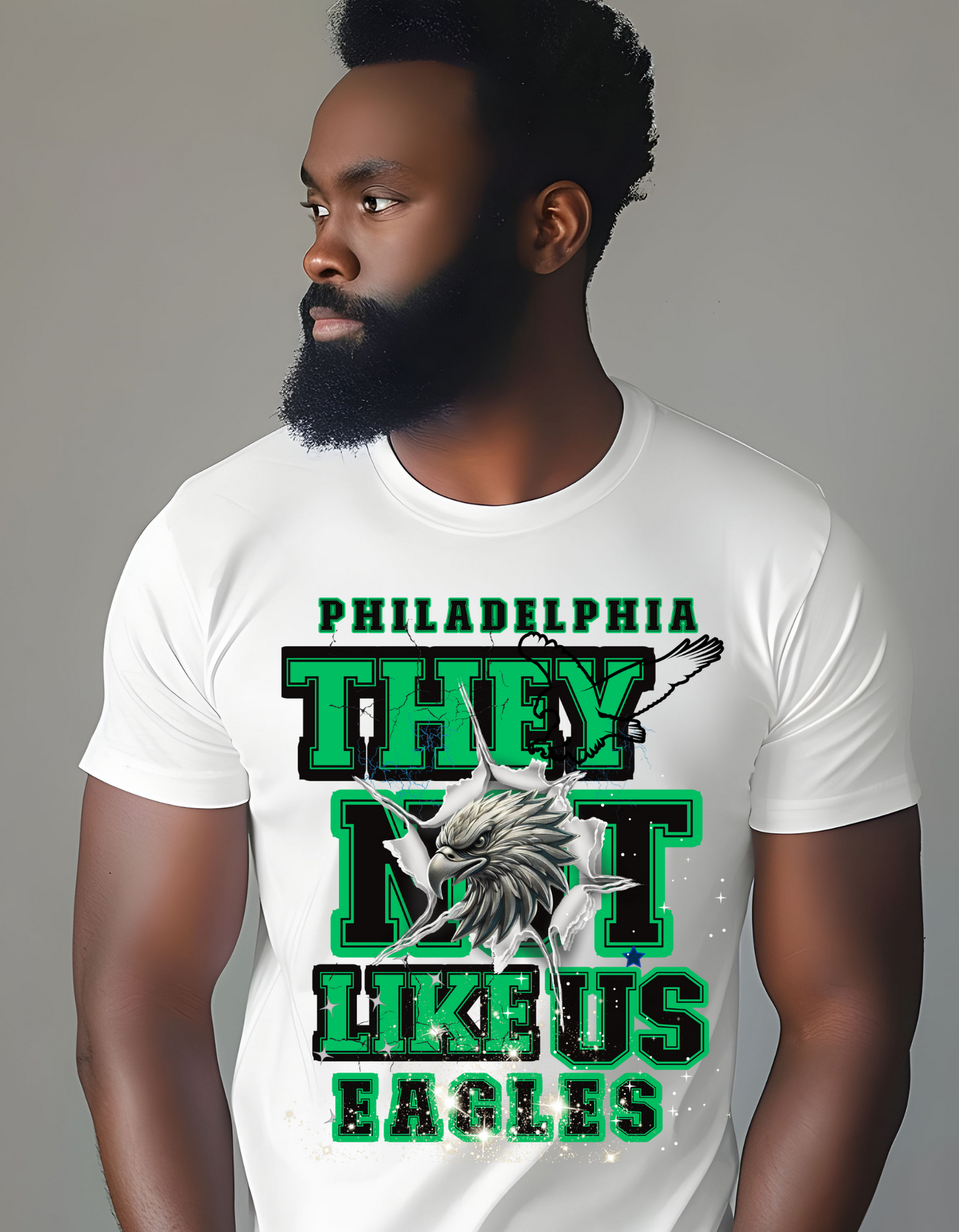 THEY NOT LIKE US EAGLES MENS TSHIRT (WHITE BEAK)
