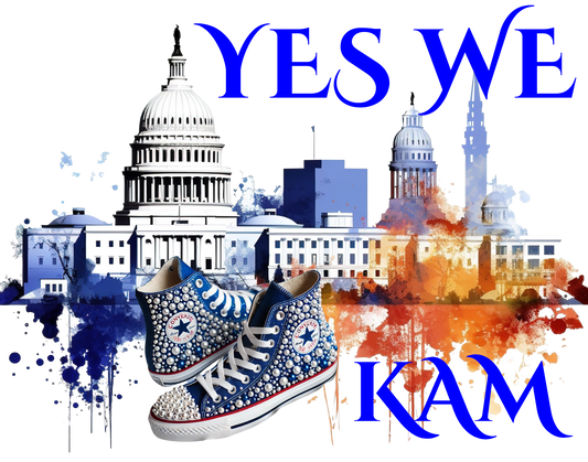 YES WE KAM! BLUE & WHITE ( ZETA PHI BETA  INSPIRED) SHORT SLEEVE TSHIRT