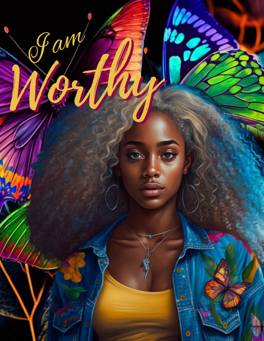 I Am Worthy Butterfly Journal Girl